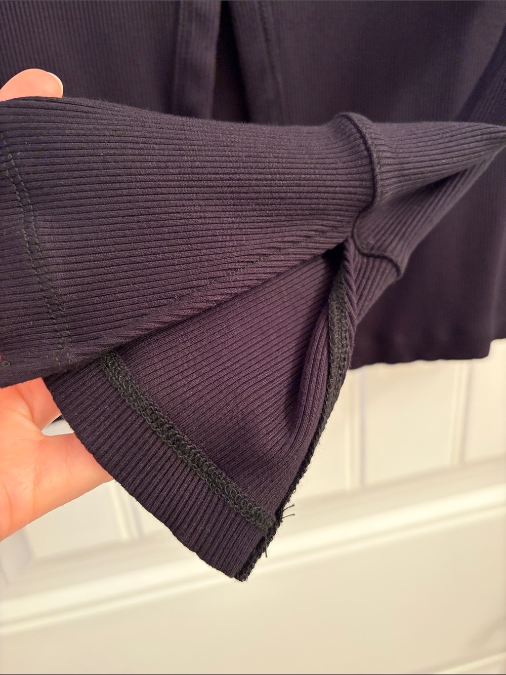 Dynamite Black Ribbed Button-Front Long Sleeve Collared Top - Picture 2 of 3